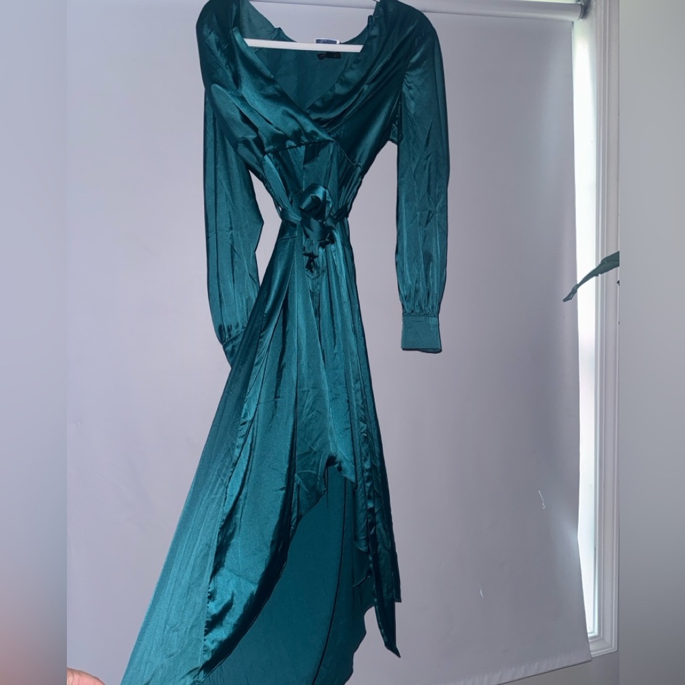 Elegant Teal Wrap Dress